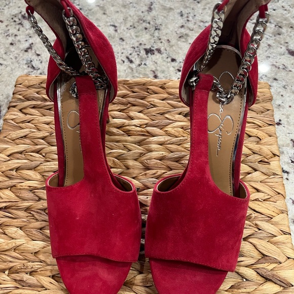 Jessica Simpson red velvet high heel - Picture 4 of 6